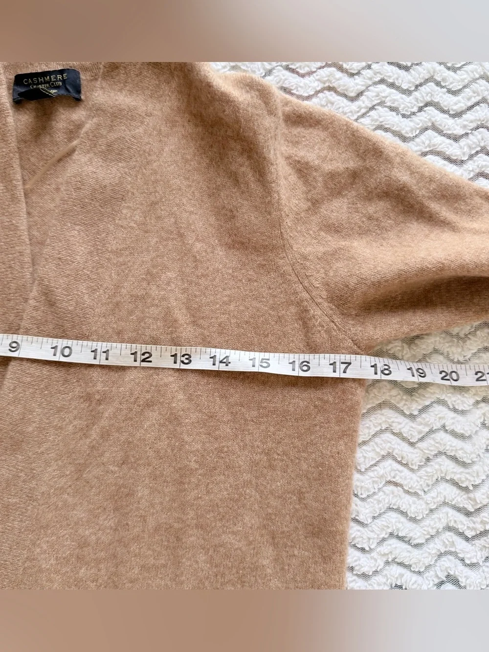 Charter Club Luxury 100% Cashmere Beige Open Front Long Sleeve Cardigan Sz S